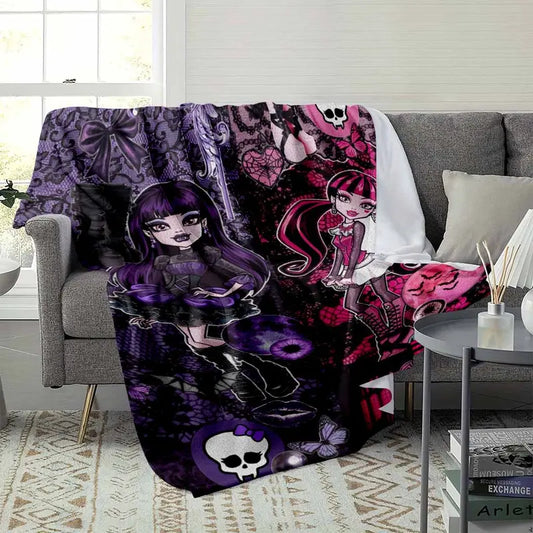 Gothic Anime Girl Flannel Blanket, Soft Throw - image 3