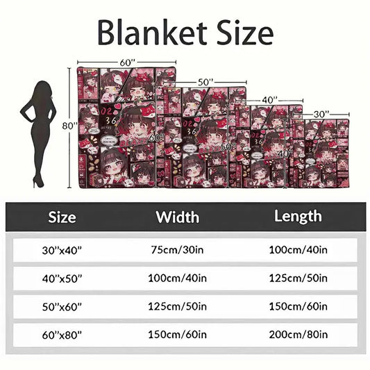 Anime Girl Flannel Blanket Kitsune Mask Print Soft Lightweight Throw for Living Room and Bedroom - image 4