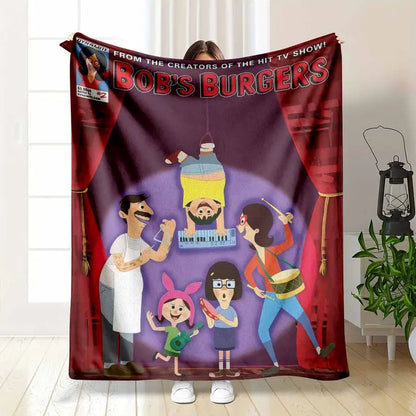 Burgers Printed Flannel Blanket - Soft, Lightweight Breathable Throw for Home and Travel