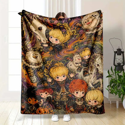 Vintage 80s Cartoon Halloween Flannel Blanket - image 8