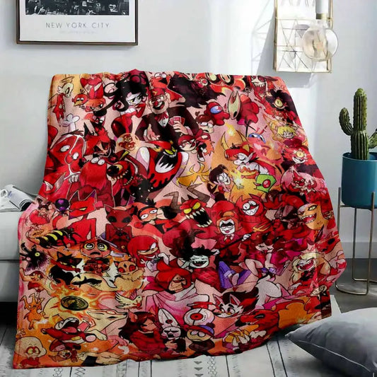 Red Demon Cartoon Flannel Fabric Blanket, Plush Throw 30–60in - image 2