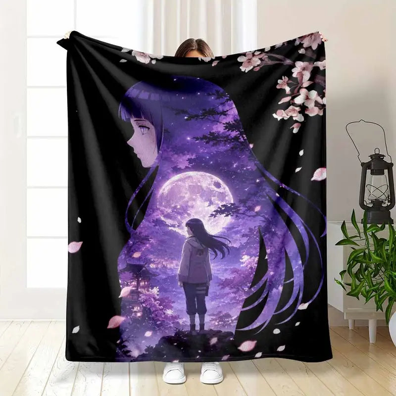 Anime Girl Silhouette Purple Moon Floor Mat