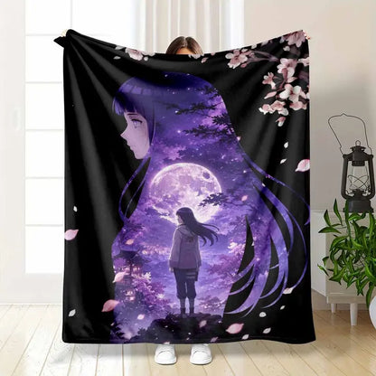 Anime Girl Silhouette Purple Moon Floor Mat