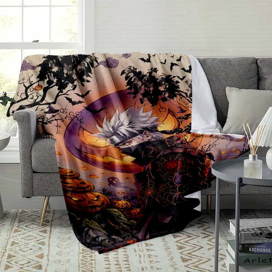 Kakashi Flannel Halloween Pumpkin Spider Web Blanket - image 3