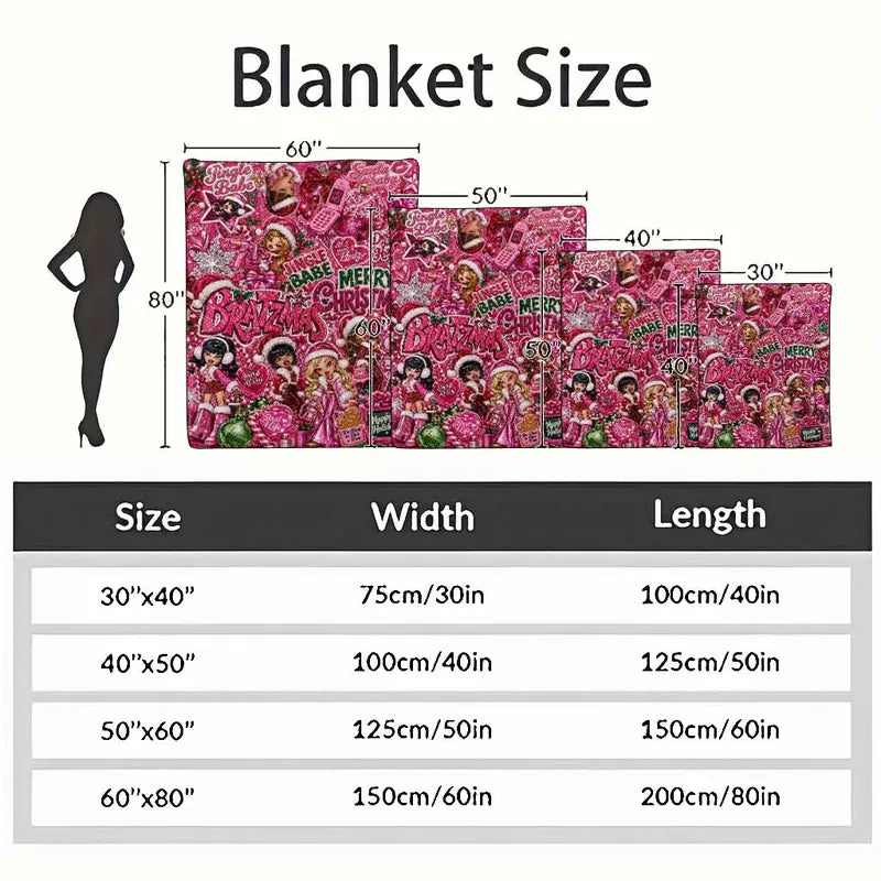 Y2K Pink Aesthetic Christmas Flannel Blanket Soft Throw - image 4