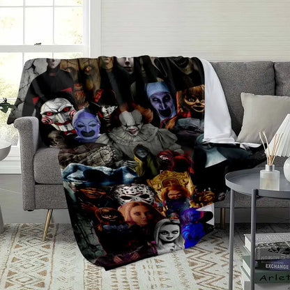 Halloween Horror Movie Character Collage Flannel Blanket - Soft Warm Decorative Throw - image 3