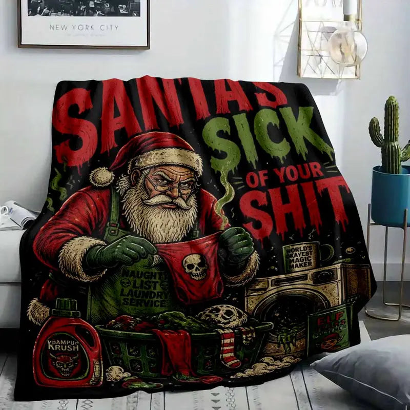 Santa Claus Flannel Blanket - Super Soft Christmas Throw - image 2