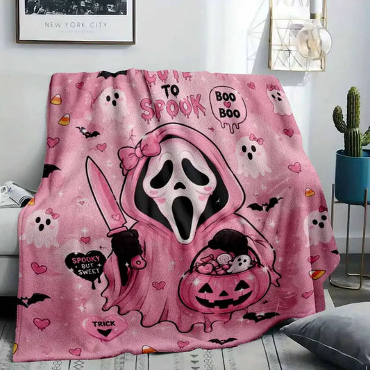 Pink Ghost Flannel Blanket Aesthetic Pastel Halloween Print Ultra Soft Lightweight Breathable Warm Cozy Fuzzy Plush Throw for Bedroom Living Room Couch Sofa Office Nap Gift - image 2