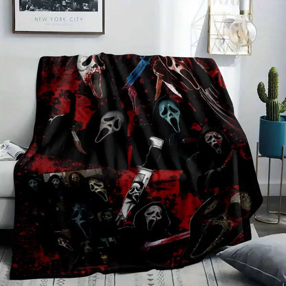 Ghost Mask Flannel Blanket 30×40 Inch Mini Horror Slasher Print Cozy Throw - image 2