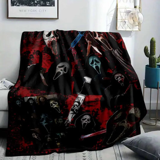 Ghost Mask Flannel Blanket 30×40 Inch Mini Horror Slasher Print Cozy Throw - image 2