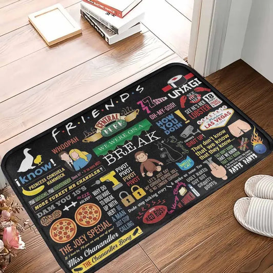 Friends TV Show Themed Rug - Central Perk Print and Quotes | Soft Non-Slip Polyester Carpet for Living Room and Bedroom