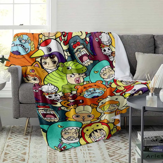 Anime Adventure Flannel Blanket Vibrant Cartoon Animal Costume Characters Print Plush Warmth Super Soft Lightweight Texture Breathable Durable Cozy For Living Room Bedding Bedroom Travel Office Camping Gift - image 3