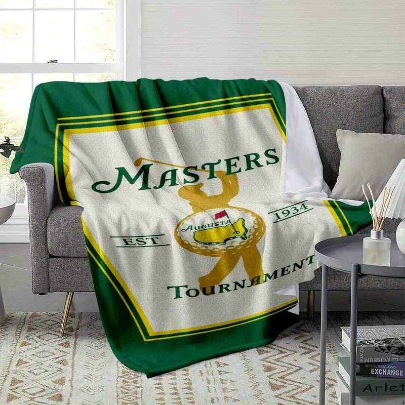 Masters Tournament Augusta Flannel Blanket, Green/Yellow - image 3
