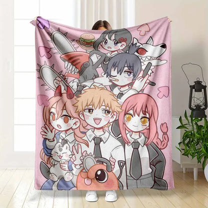 Anime Aesthetic Flannel Blanket Manga Character Print Soft Lightweight Throw