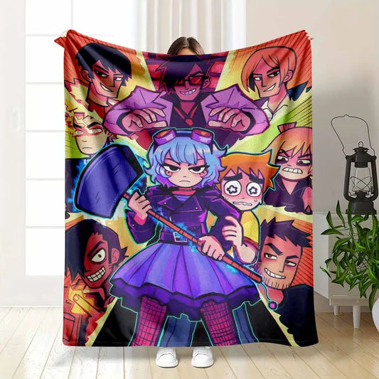 Cool Anime Combat Themed Flannel Blanket - Soft Lightweight Durable Bedding for Bedroom and Living Room
