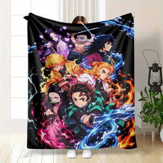 Anime Heroes Flannel Blanket, Soft Demon Slayer