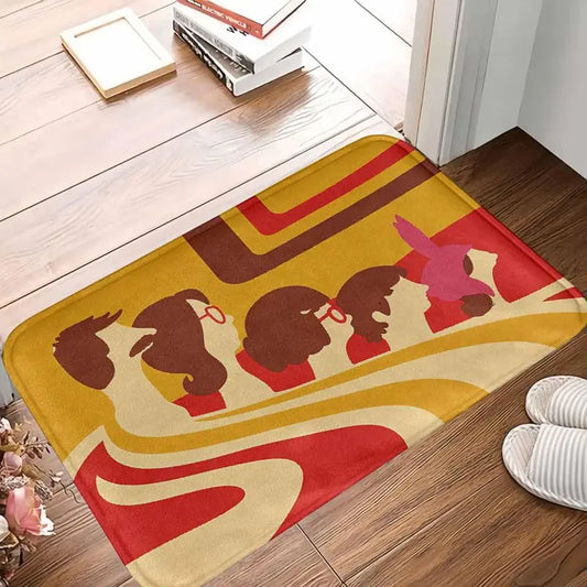 Burgers Belcher Family Retro Art Silhouette Rug Mat 90x60cm Polyester