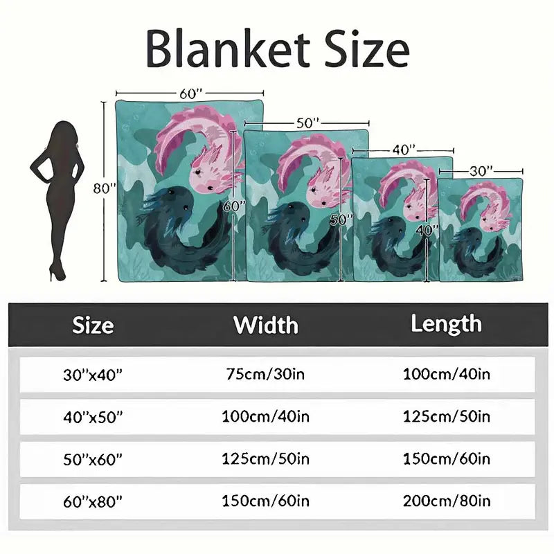 Axolotl Yin-Yang Flannel Blanket Soft Warm Cozy Plush Throw - image 4