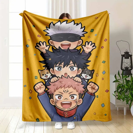Anime Character Flannel Blanket Gojo Satoru Manga Print Soft Warm Throw