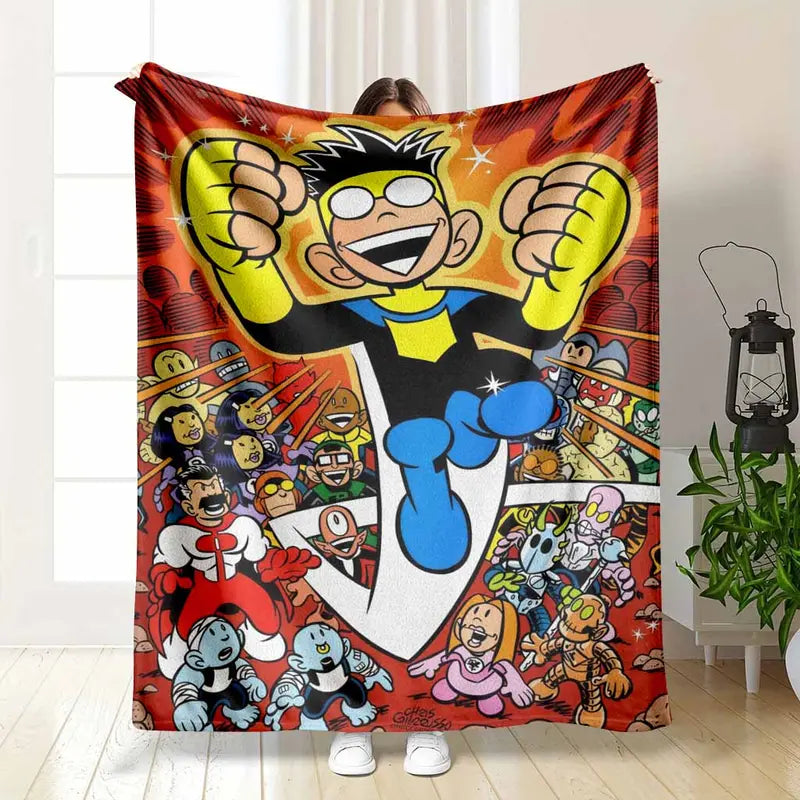 Superpower Hero Comic Art Flannel Blanket