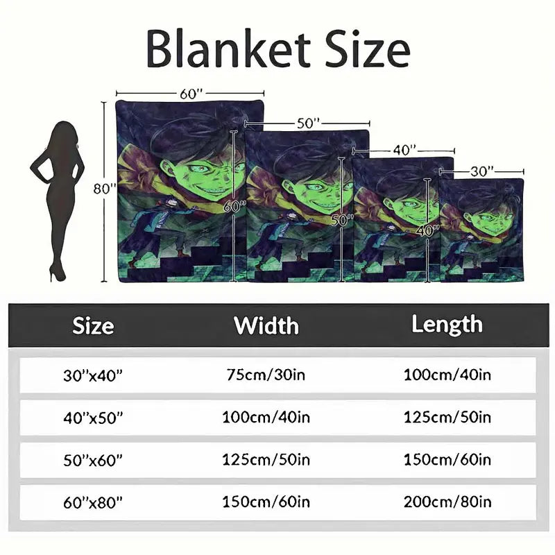 Dark Anime Sorcerer Flannel Throw Blanket, Green Glow - image 4