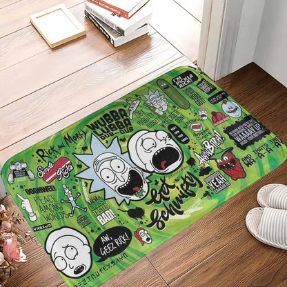 Rick and Morty Durable Washable Video Game Rug with Non-Slip Backing, 80x50cm