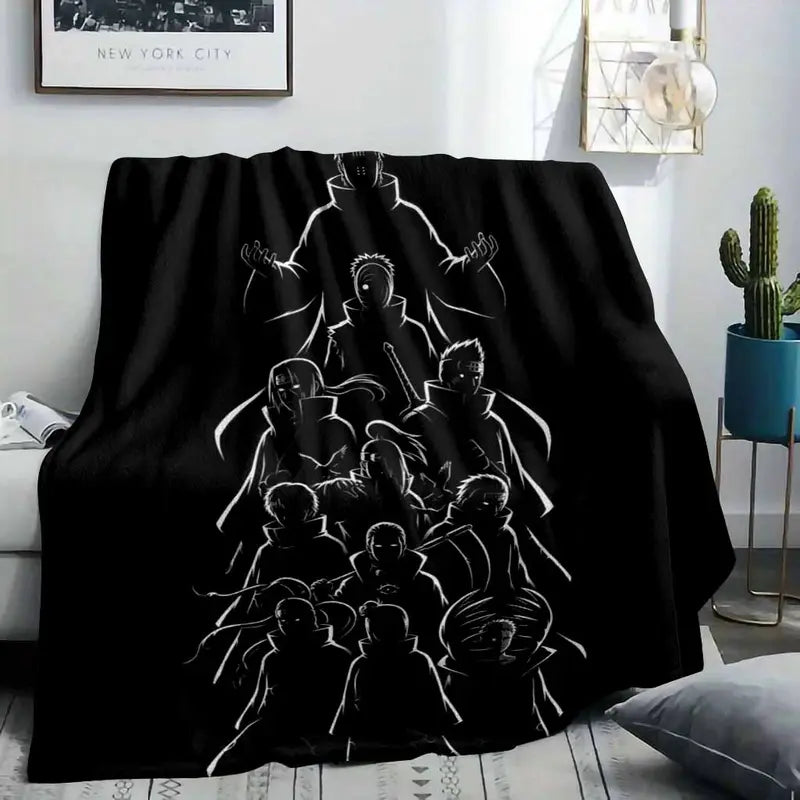 Akatsuki Style Flannel Blanket Dark Silhouette Art Print Soft Warm Lightweight Cozy Throw for Bedroom Living Room Sofa - image 2