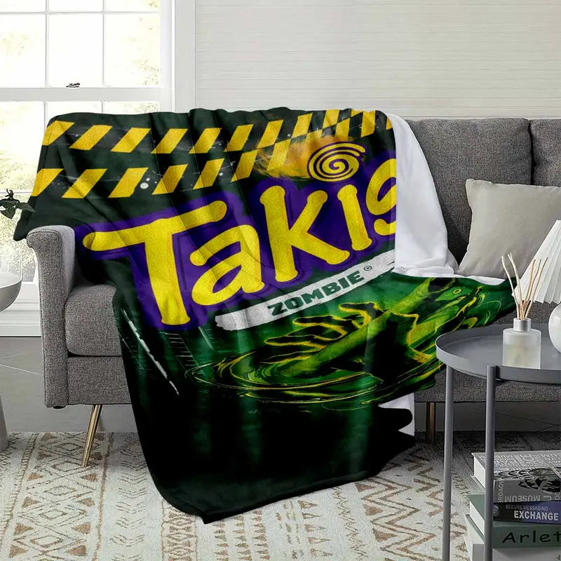 Spicy Green Snack Zombie Flavor Flannel Fleece Throw Blanket Slime Hand Design HD Print Ultra Soft Non Shedding Warm Cozy Lightweight Sofa Bedroom Decor Unique Foodie Gift - image 3