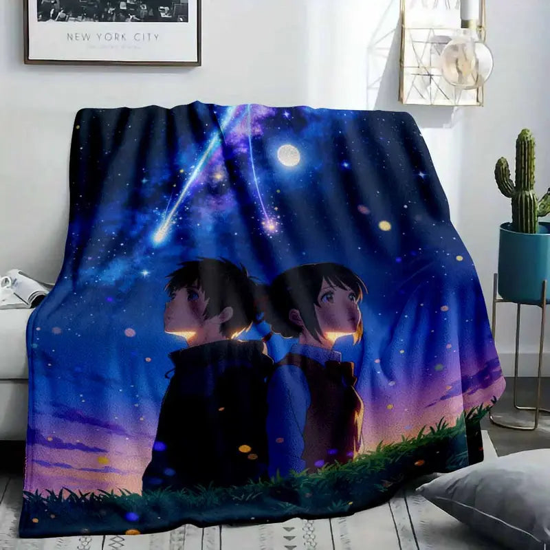 Starry Night Sky Flannel Throw Blanket – Space Anime Art, 60x80in - image 2