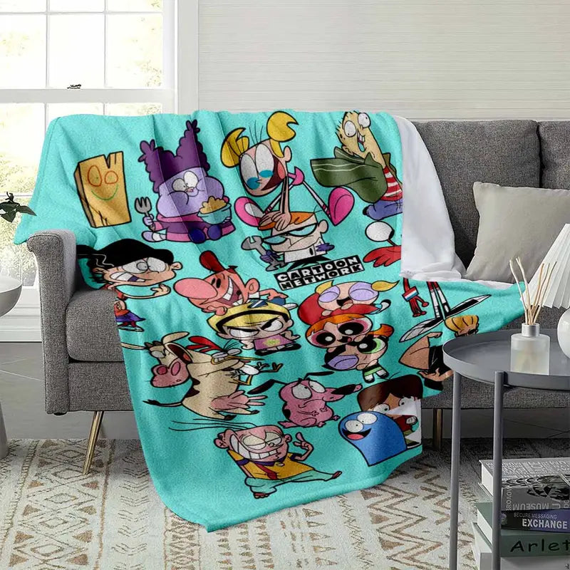 Retro Cartoon Prints Flannel Fabric Blanket - Soft & Lightweight Cozy Cover for Home & Travel - image 3