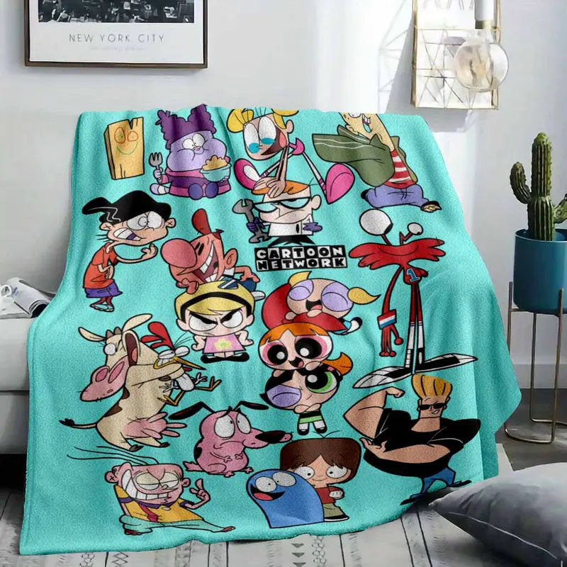 Retro Cartoon Prints Flannel Fabric Blanket - Soft & Lightweight Cozy Cover for Home & Travel - image 2