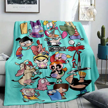 Retro Cartoon Prints Flannel Fabric Blanket - Soft & Lightweight Cozy Cover for Home & Travel - image 2