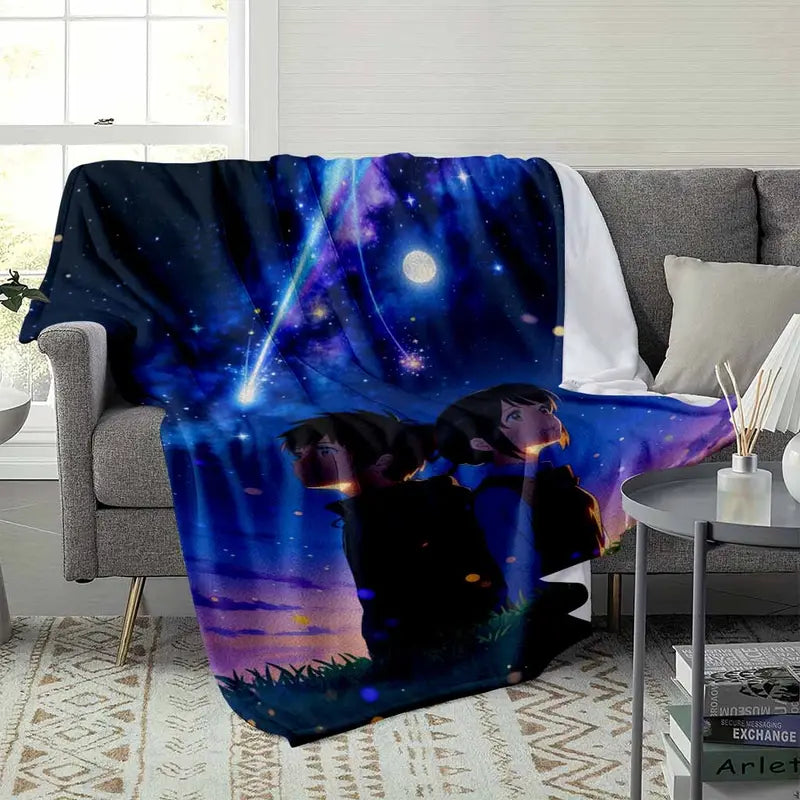 Starry Night Sky Flannel Throw Blanket – Space Anime Art, 60x80in - image 9