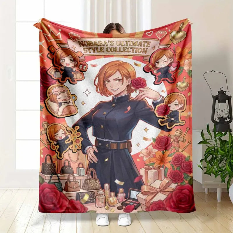 Anime Girl Nobara Flannel Blanket Lightweight Cozy Throw