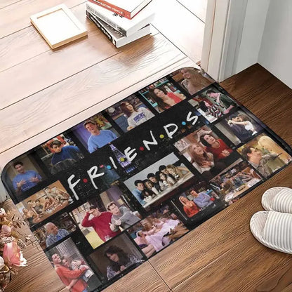 Friends TV Show Iconic Character Collage Floor Mat - Durable Non-Slip Rubber & Polyester Textile