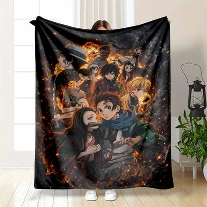 Anime Battle Action Scene Floor Mat Soft Washable Flannel Rug