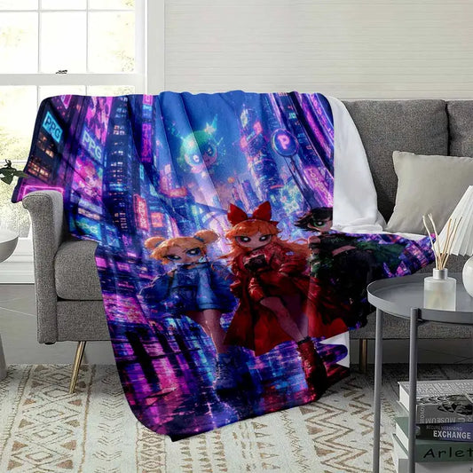 Cyberpunk City Flannel Blanket Soft Cozy Throw - image 3