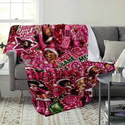 Y2K Pink Aesthetic Christmas Flannel Blanket Soft Throw - image 3