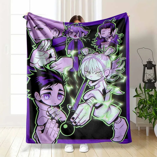 Anime Character Themed Flannel Blanket Orange Ninja Fox Ultra Soft Plush Throw for Cozy Living Room Couch Bed