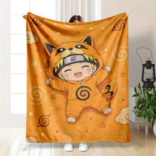 Anime Girl Flannel Blanket Pink Soft Cozy Throw