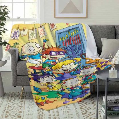 Retro Cartoon Kids Flannel Blanket Menorah Print Soft Cozy - image 3