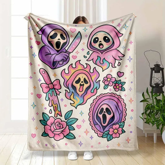 Anime Girl Flannel Blanket Ultra Soft Lightweight Cozy Fleece Throw