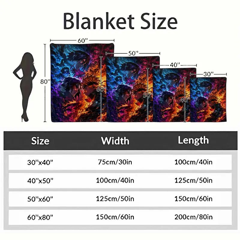 Anime Battle Flannel Blanket - Fire & Ice, 60x80 Large Adult - image 10