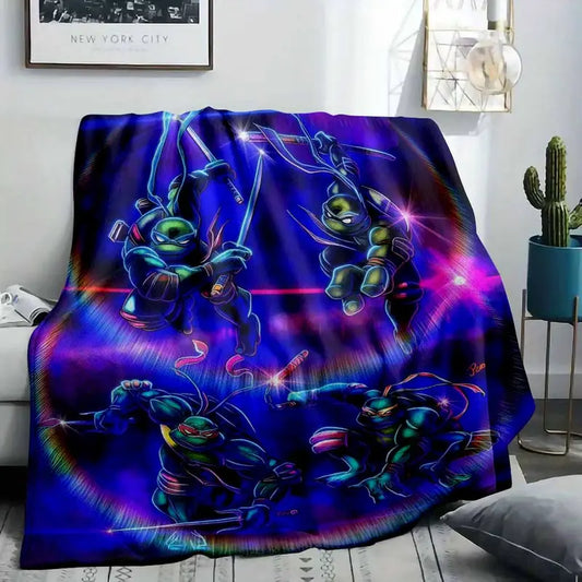 Neon Heroic Ninja Turtles Fleece Blanket - Soft Microfiber Throw for Movie Night & Cozy Bedding - image 2