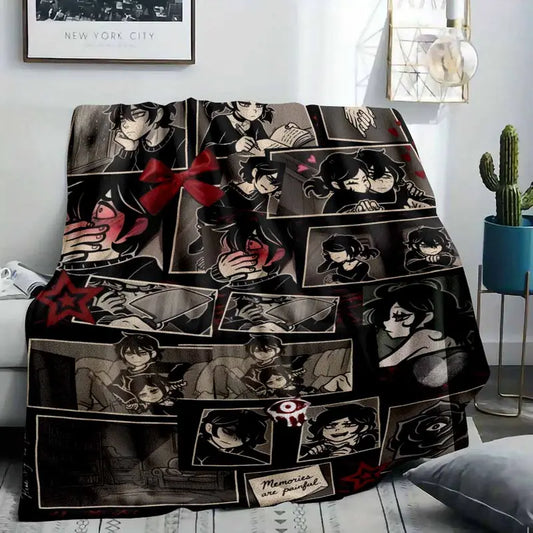 Anime Couple Aesthetic Flannel Blanket - Manga Style Microfiber Throw for Home & Travel - image 2