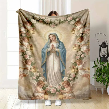 Sacred Angel & Floral Halo Flannel Blanket - Ultra Soft Religious Art Throw for Bedroom & Outdoor - image 7