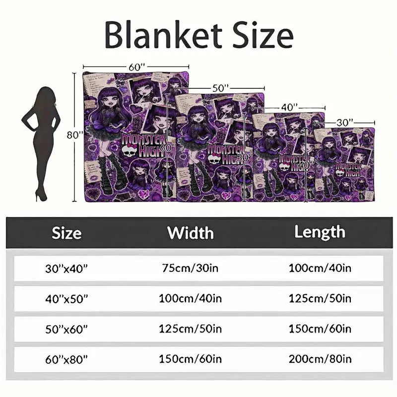 Gothic Anime Flannel Fleece Throw Blanket Purple - image 4