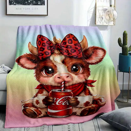 Cow Print Plush Blanket - Soft Fleece Bedding for Home Decor & Kids - image 8