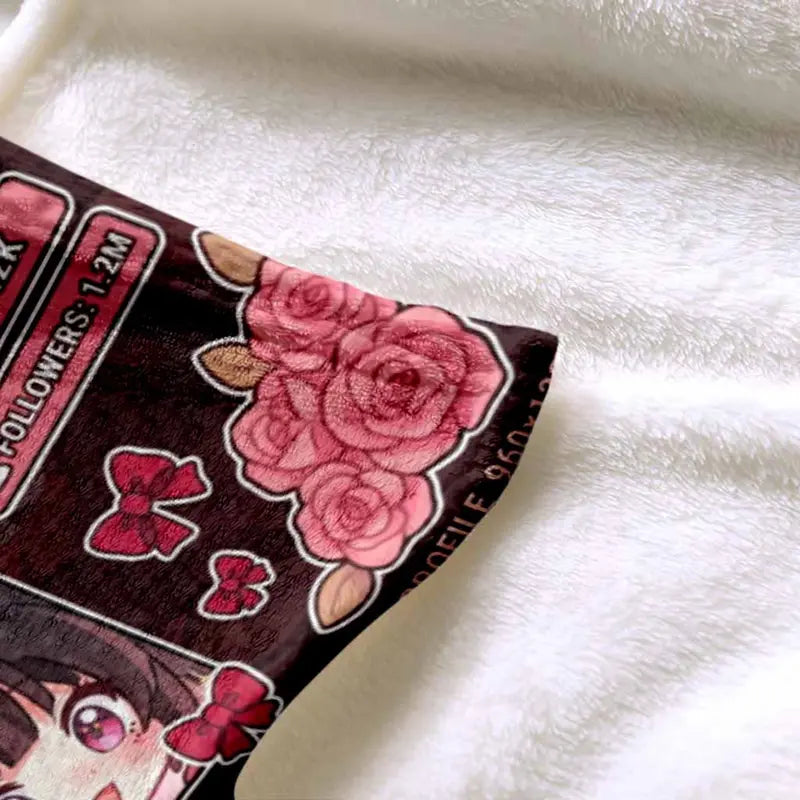 Anime Girl Flannel Blanket Kitsune Mask Print Soft Lightweight Throw for Living Room and Bedroom - image 6