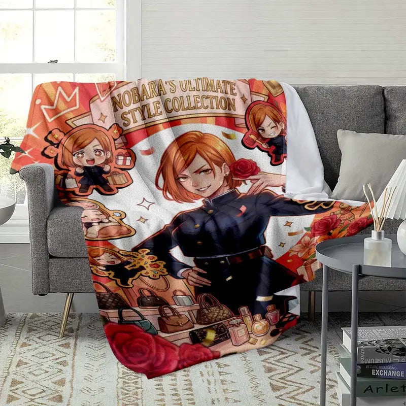 Anime Girl Nobara Flannel Blanket Lightweight Cozy Throw - image 3